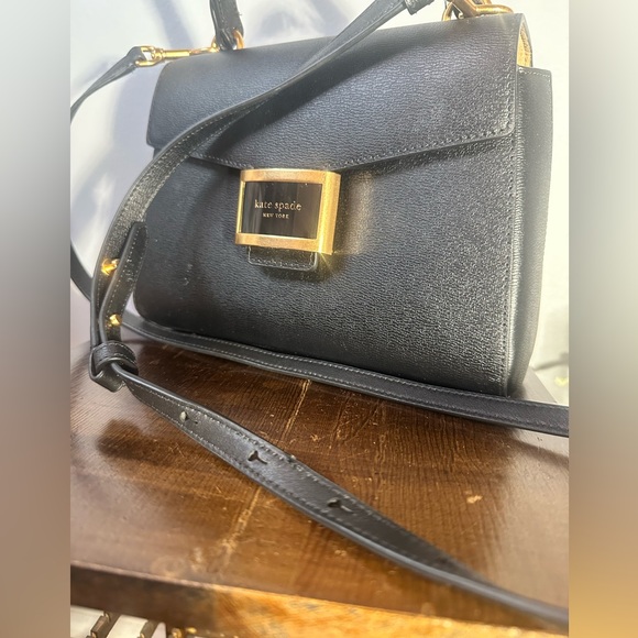 Kate Spade Katy small textured leather Black and gold Handbag crossbody preloved - Picture 13 of 15